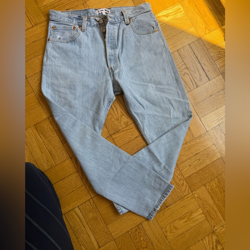Re/Done Blue Straight Jeans Classic Denim Unisex